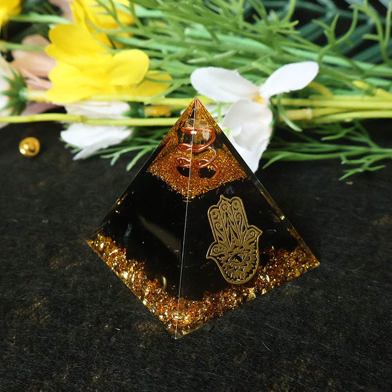Home & Bathroom Building Products Pte Ltd Photos - Hamsa Hand Resin Crystal Pyramid Black