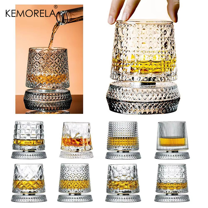 Yamazaki Home Bathroom Storage - 2PCS Whiskey Glasses Rotating Whisky Glass