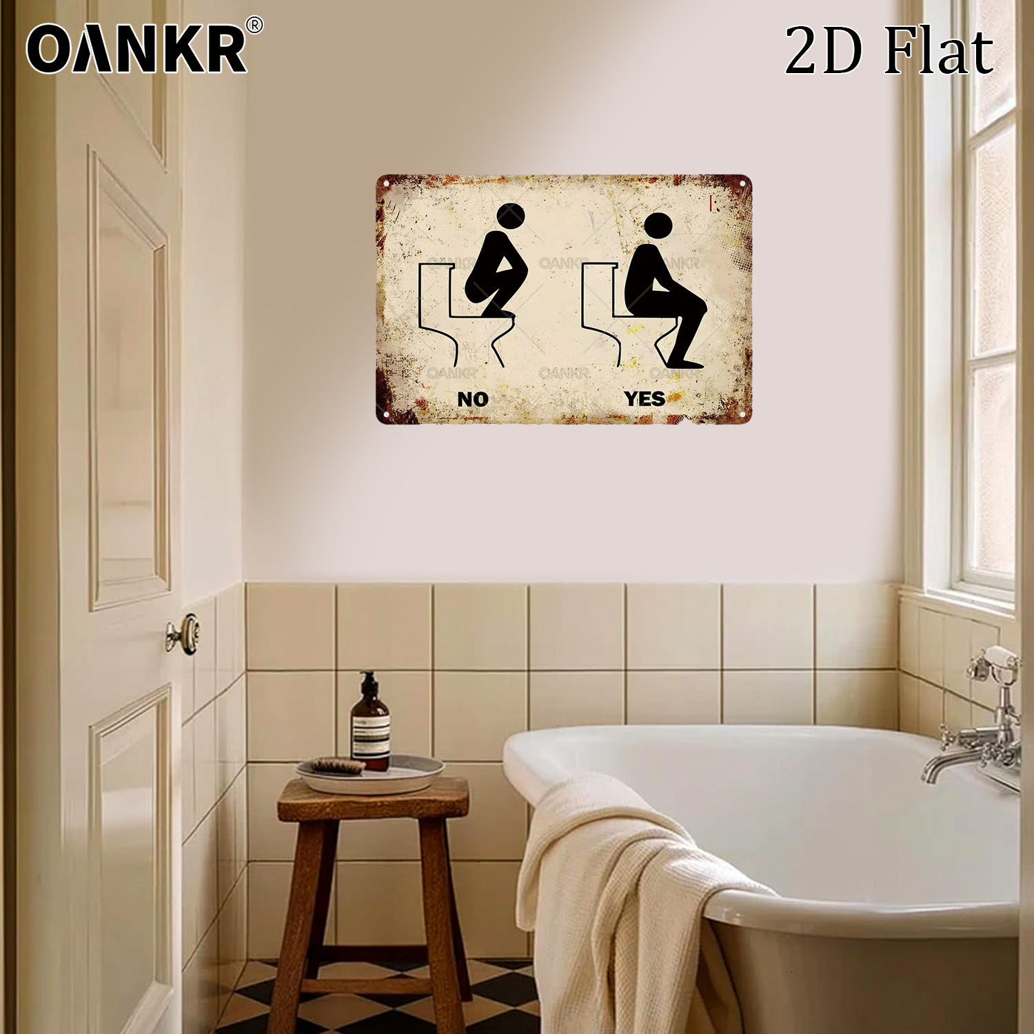 Home Bathroom Etiquette - Funny Toilet Etiquette Metal Tin Sign,