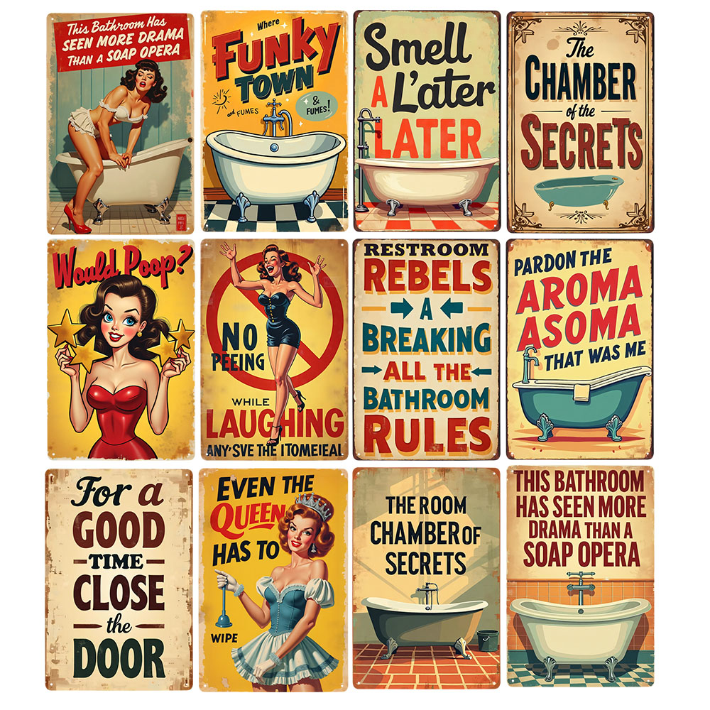 Funny Bathroom Rules Vintage M - Home Decor Bathroom Ideas ulasan dan harga