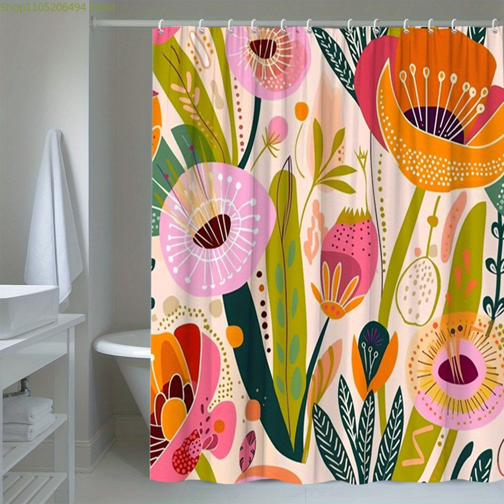 Vibrant Floral Pattern Shower  - Home Decor Bathroom Ideas ulasan dan harga