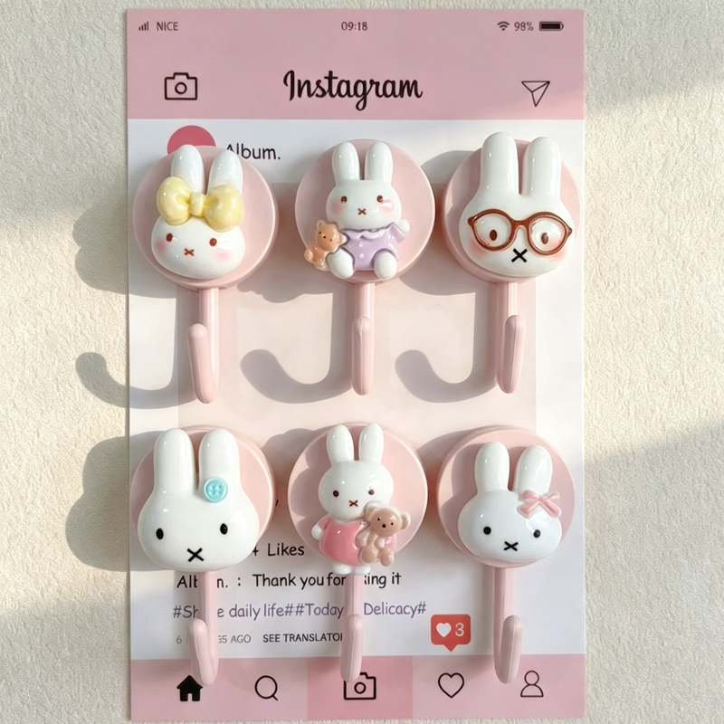 Cute Miffy Self Adhesive Hook  - Home Edit Bathroom Organizer ulasan dan harga