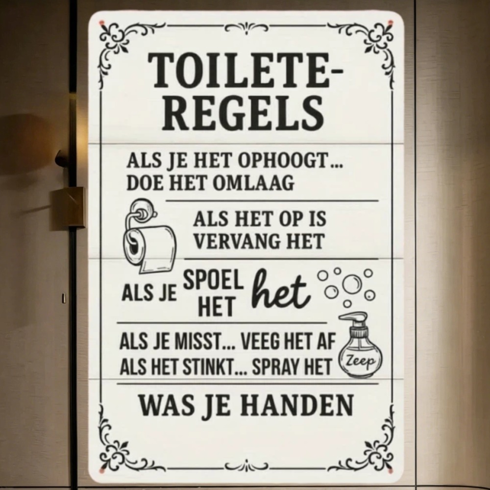 2D Dutch Bathroom Rules Metal  - Home Bathroom Etiquette ulasan dan harga