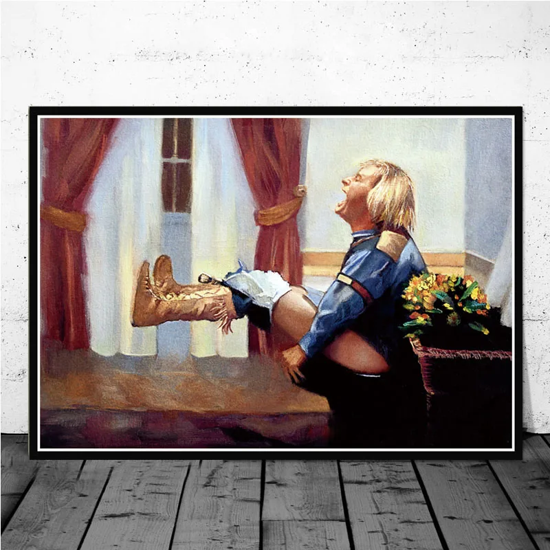 Funny Canvas Oil Painting  Dum - Home Movie Bathroom Scene ulasan dan harga