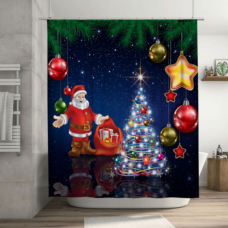 TU Christmas Shower Curtain Sa - Home Decor Bathroom Ideas ulasan dan harga