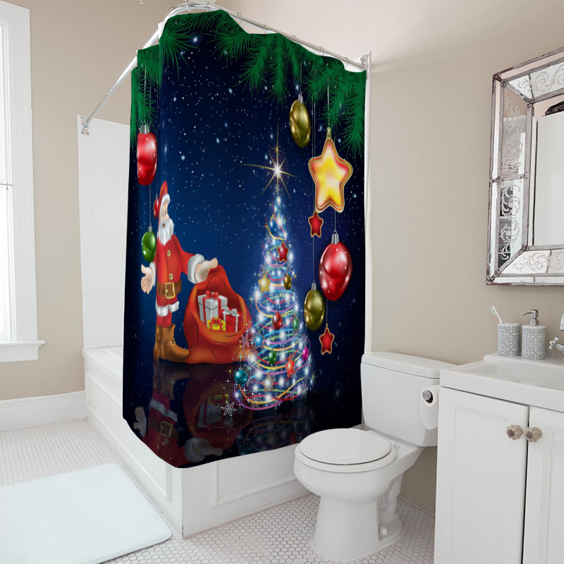 TU Christmas Shower Curtain Sa - Home Decor Bathroom Ideas ulasan dan harga