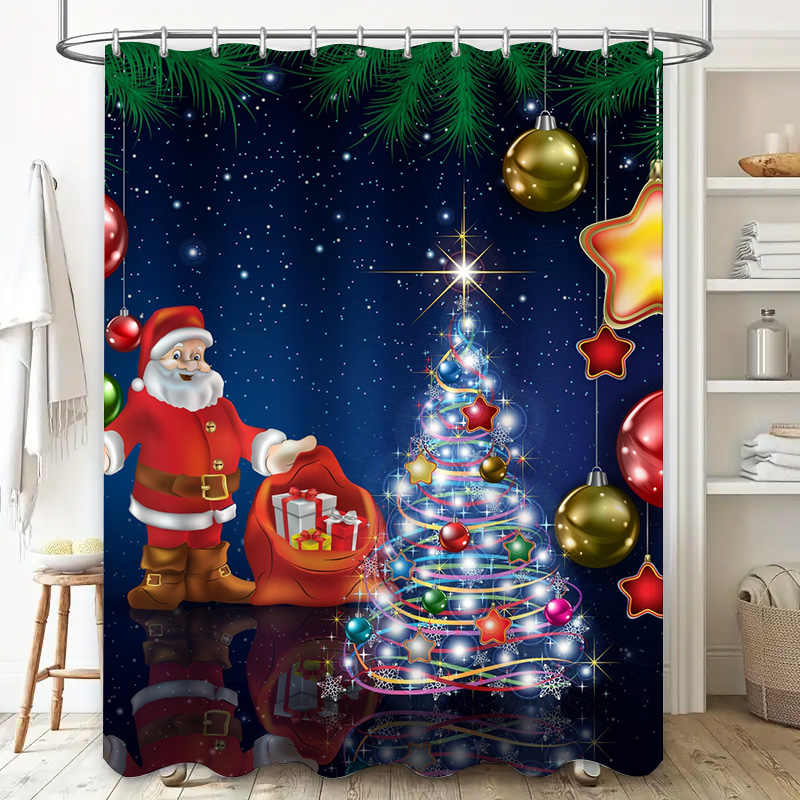 TU Christmas Shower Curtain Sa - Home Decor Bathroom Ideas ulasan dan harga