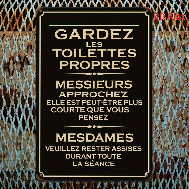 2D Vintage Metal Sign French B - Home Bathroom Etiquette ulasan dan harga