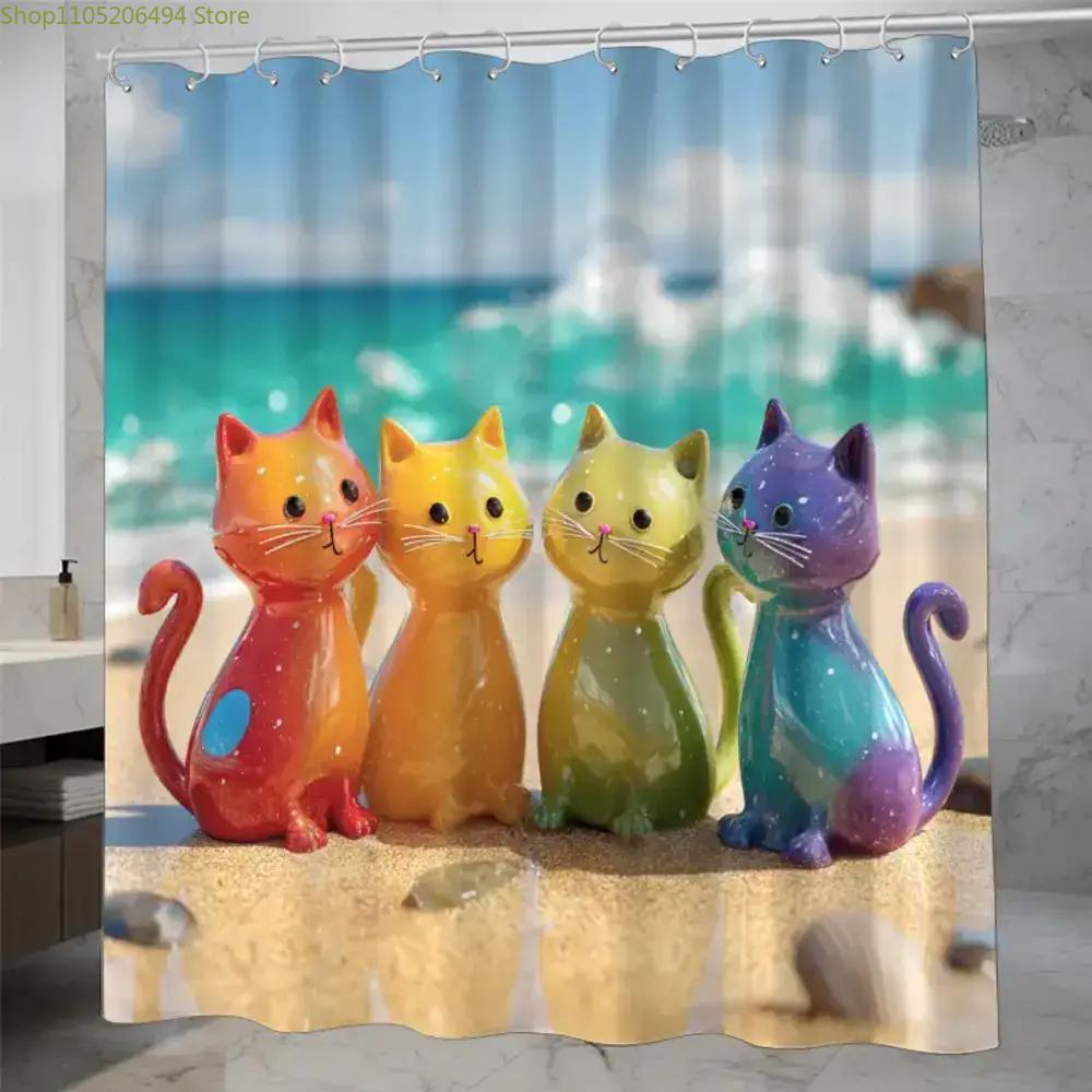 Colorful Rainbow Cats Shower C - Home Decor Bathroom Ideas ulasan dan harga