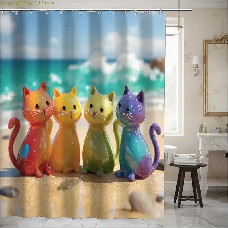 Colorful Rainbow Cats Shower C - Home Decor Bathroom Ideas ulasan dan harga