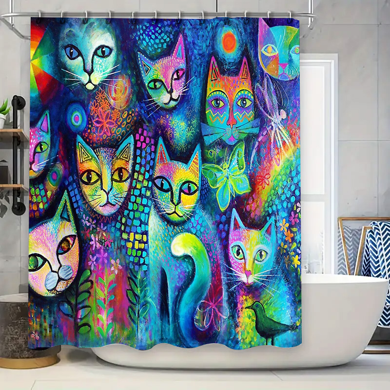 Cat Shower Curtain Artistic An - Home Decor Bathroom Ideas ulasan dan harga