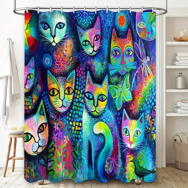 Cat Shower Curtain Artistic An - Home Decor Bathroom Ideas ulasan dan harga