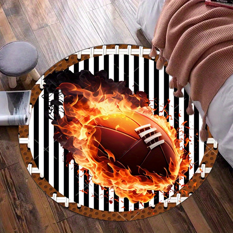Flaming Football Round Rug for - Home Decor Bathroom Ideas ulasan dan harga