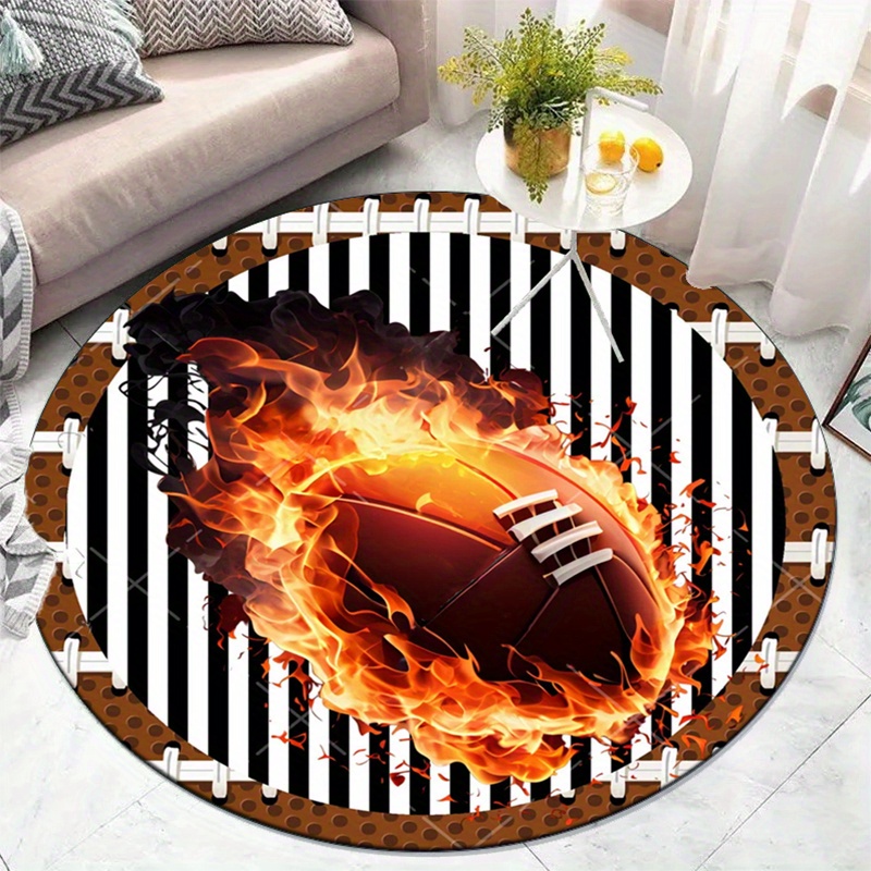 Flaming Football Round Rug for - Home Decor Bathroom Ideas ulasan dan harga