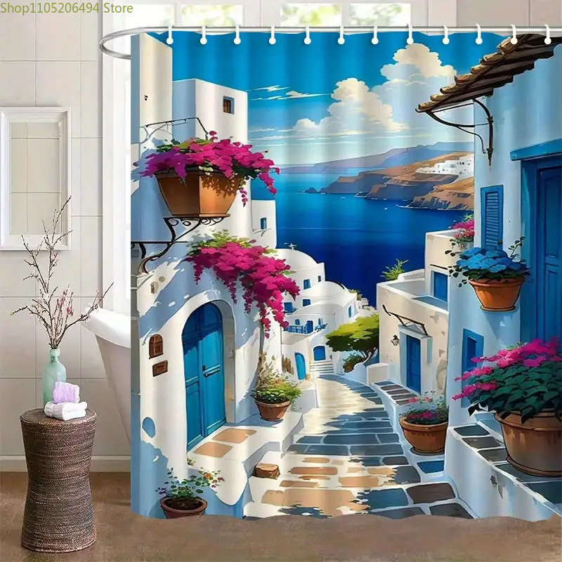 Santorini Greek Island Shower  - Home Decor Bathroom Ideas ulasan dan harga