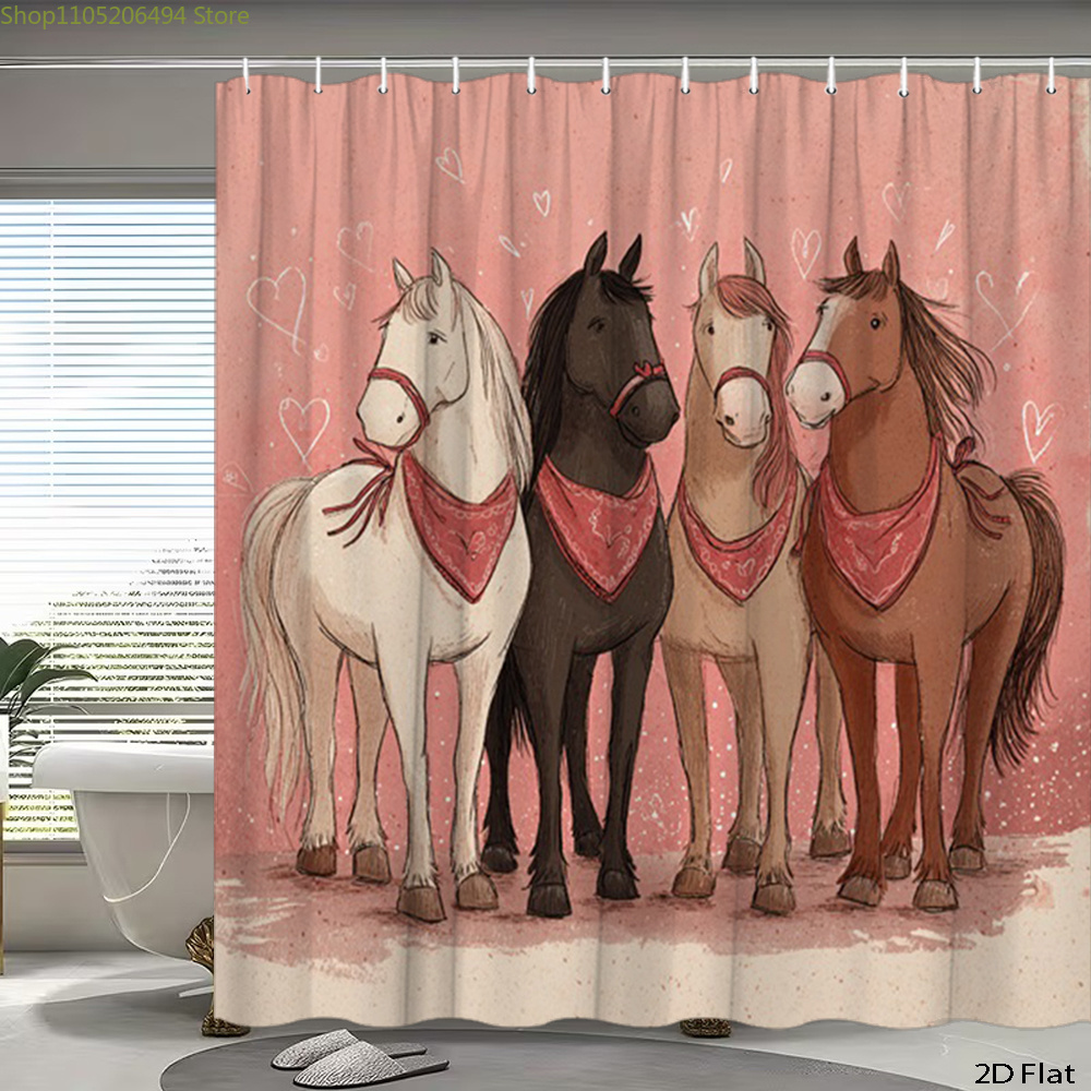 Cute Horses Shower Curtain, Ca - Home Decor Bathroom Ideas ulasan dan harga
