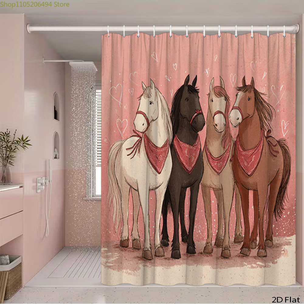 Cute Horses Shower Curtain, Ca - Home Decor Bathroom Ideas ulasan dan harga